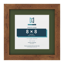 Rustic 11 x 11 inch picture frame with a green mount for an 8 x 8 inch photo