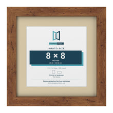 Rustic 11 x 11 inch picture frame with an ivory mount for an 8 x 8 inch photo