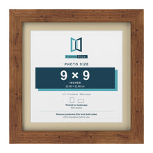 Rustic 11 x 11 inch picture frame with an ivory mount for a 9 x 9 inch photo