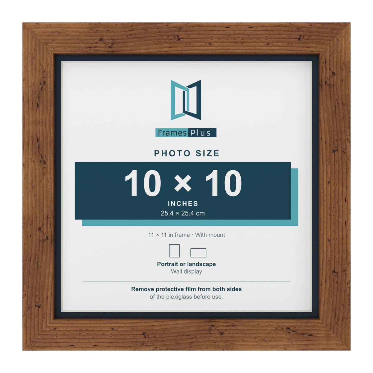 Rustic 11 x 11 inch picture frame with a Pacific Blue mount for a 10 x 10 inch photo