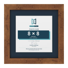 Rustic 11 x 11 inch picture frame with a Pacific Blue mount for an 8 x 8 inch photo