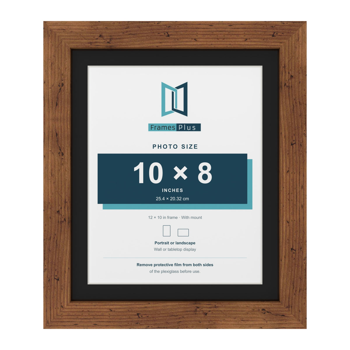 Rustic 12 x 10 inch picture frame with a black mount for a 10 x 8 inch photo