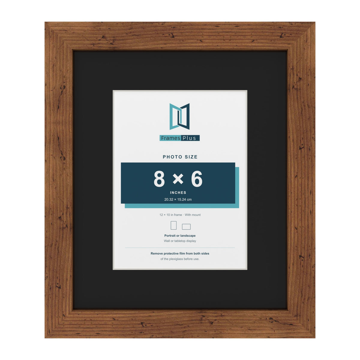 Rustic 12 x 10 inch picture frame with a black mount for an 8 x 6 inch photo
