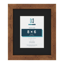 Rustic 12 x 10 inch picture frame with a black mount for an 8 x 6 inch photo