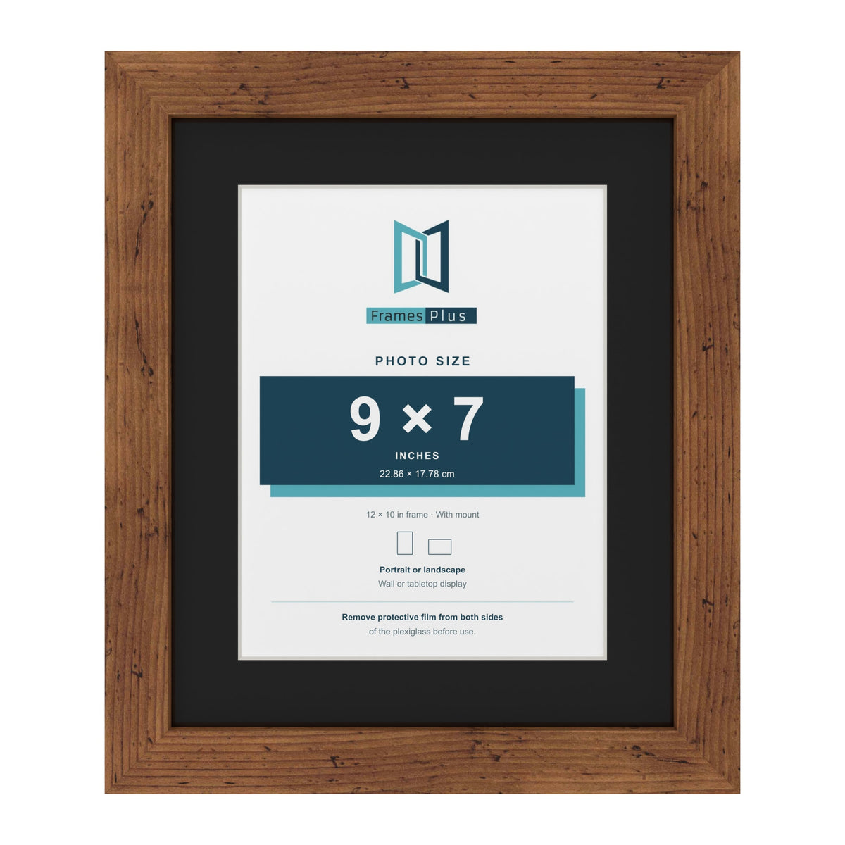 Rustic 12 x 10 inch picture frame with a black mount for a 9 x 7 inch photo