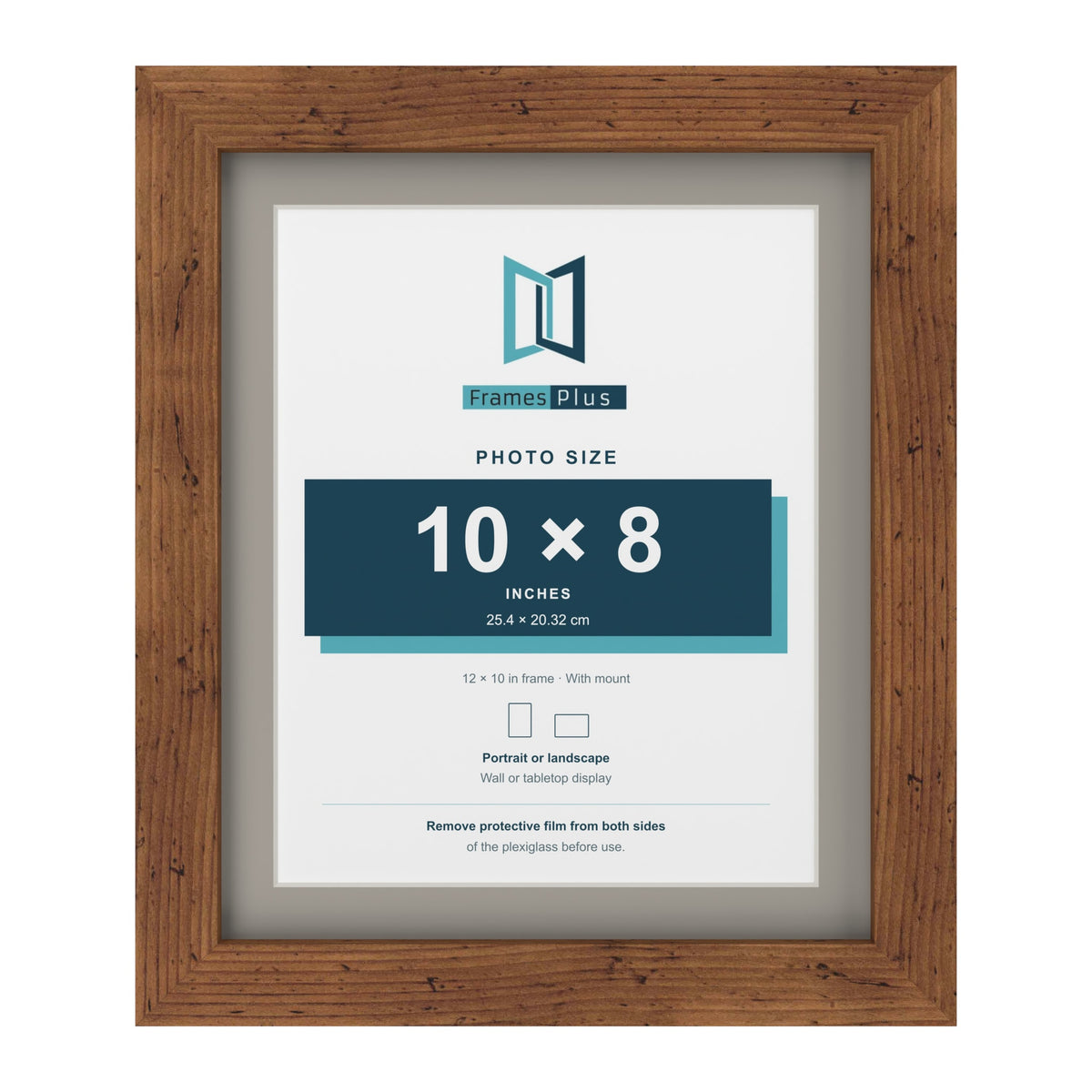 Rustic 12 x 10 inch picture frame with a Dawn Grey mount for a 10 x 8 inch photo