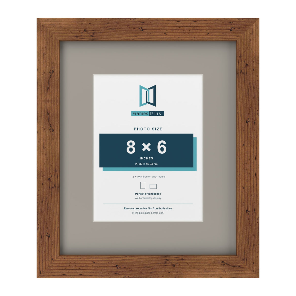Rustic 12 x 10 inch picture frame with a Dawn Grey mount for an 8 x 6 inch photo