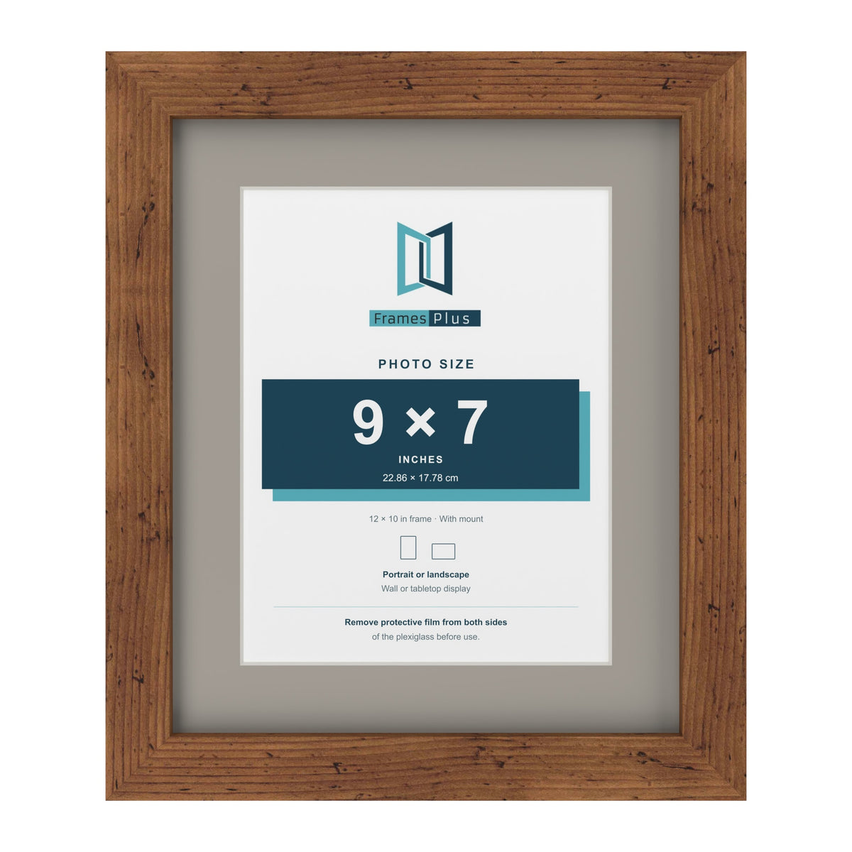 Rustic 12 x 10 inch picture frame with a Dawn Grey mount for a 9 x 7 inch photo