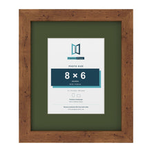 Rustic 12 x 10 inch picture frame with a green mount for an 8 x 6 inch photo
