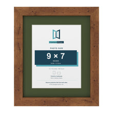 Rustic 12 x 10 inch picture frame with a green mount for a 9 x 7 inch photo