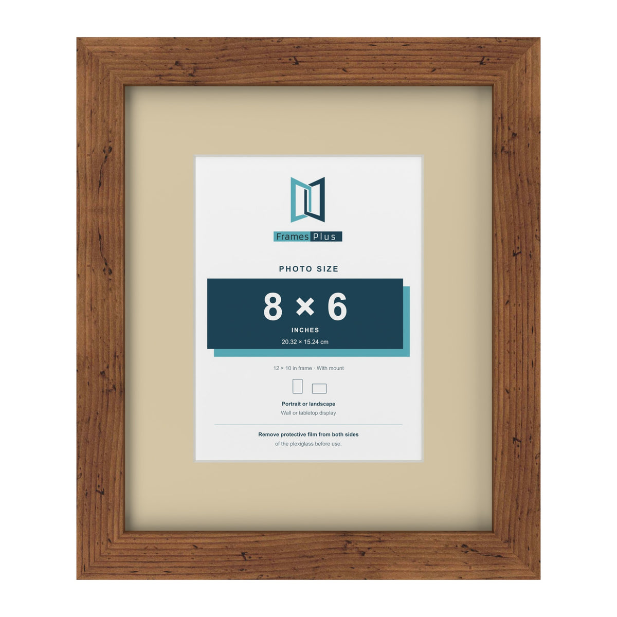 Rustic 12 x 10 inch picture frame with an ivory mount for an 8 x 6 inch photo