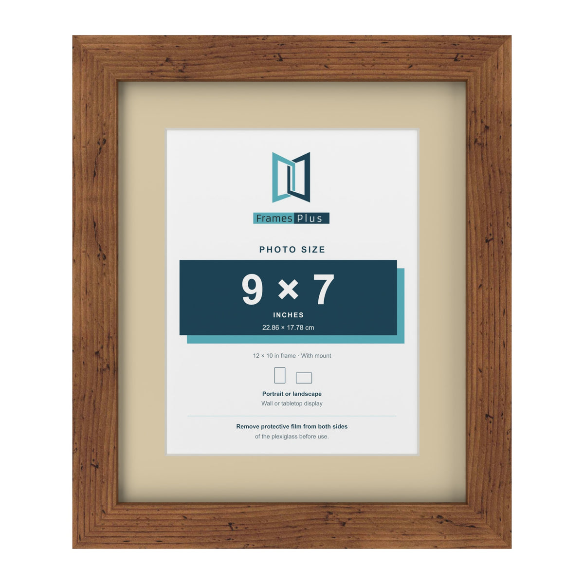 Rustic 12 x 10 inch picture frame with an ivory mount for a 9 x 7 inch photo