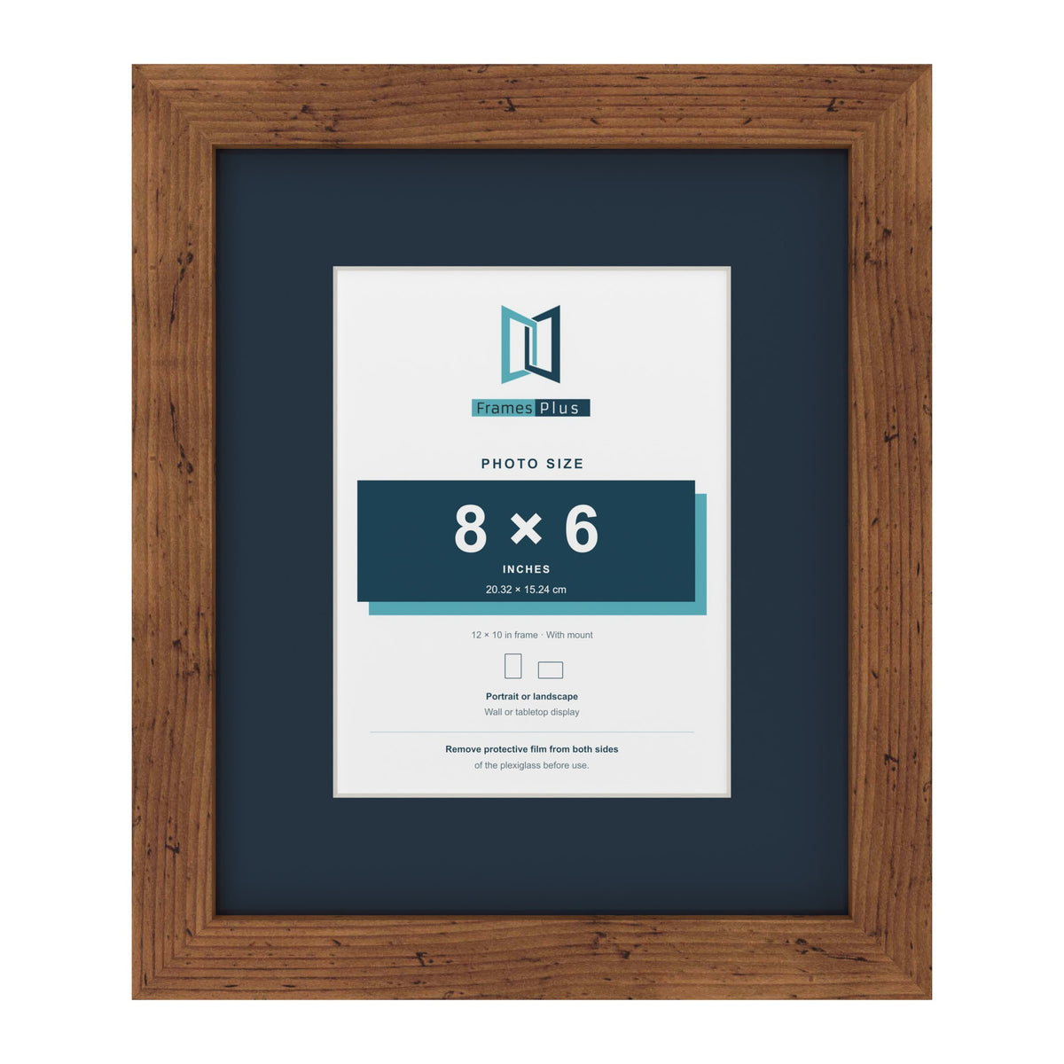 Rustic 12 x 10 inch picture frame with a Pacific Blue mount for an 8 x 6 inch photo