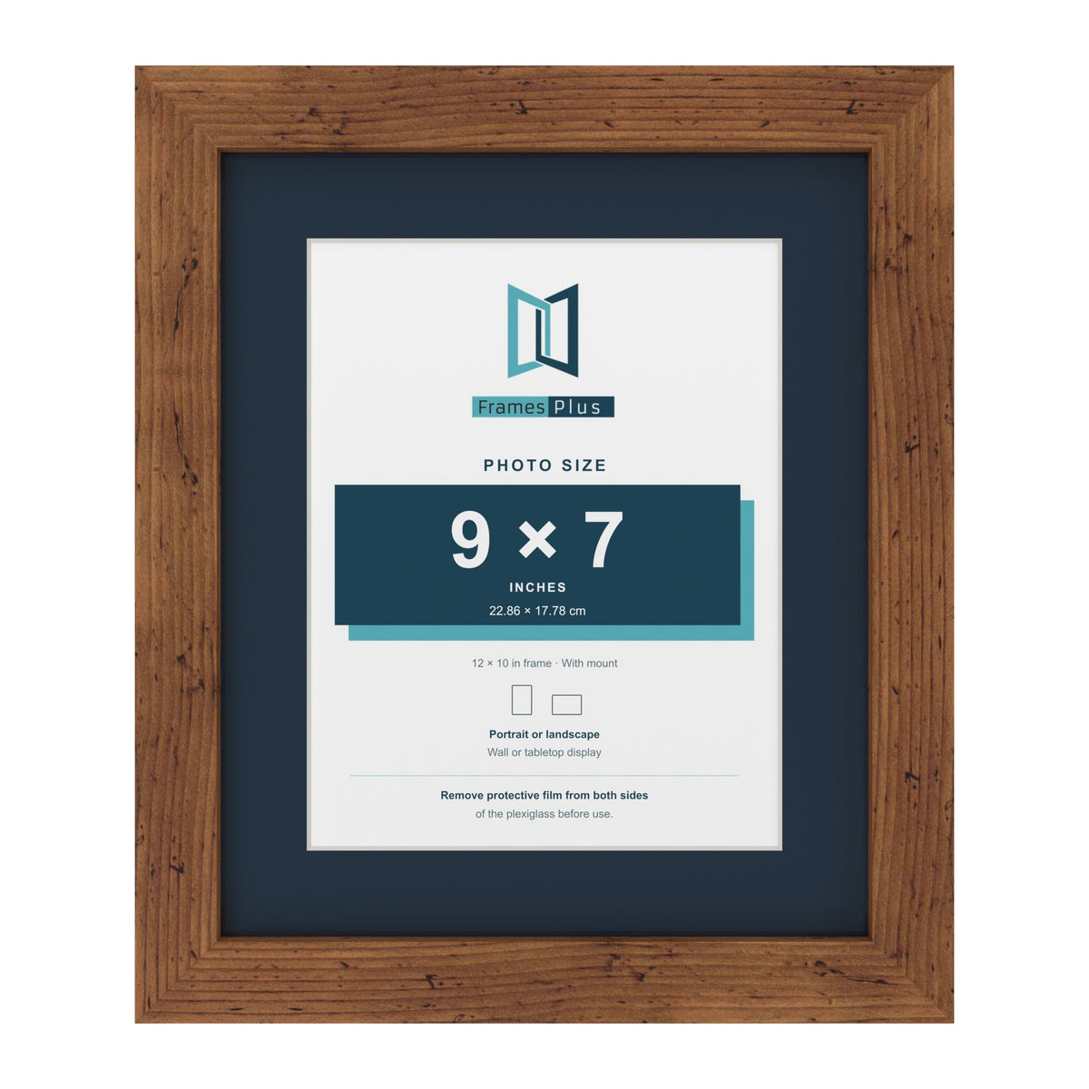 Rustic 12 x 10 inch picture frame with a Pacific Blue mount for a 9 x 7 inch photo
