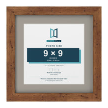 Rustic 12 x 12 inch picture frame with a Dawn Grey mount for a 9 x 9 inch photo