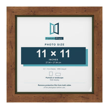 Rustic 12 x 12 inch picture frame with a green mount for an 11 x 11 inch photo