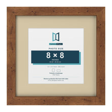 Rustic 12 x 12 inch picture frame with an ivory mount for an 8 x 8 inch photo
