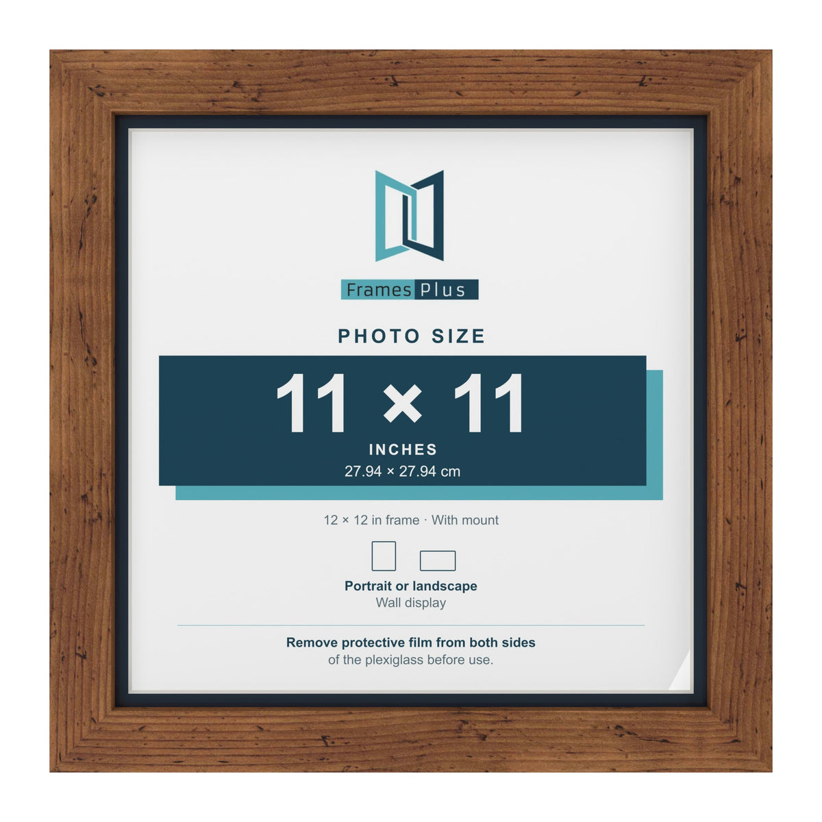 Rustic 12 x 12 inch picture frame with a Pacific Blue mount for an 11 x 11 inch photo