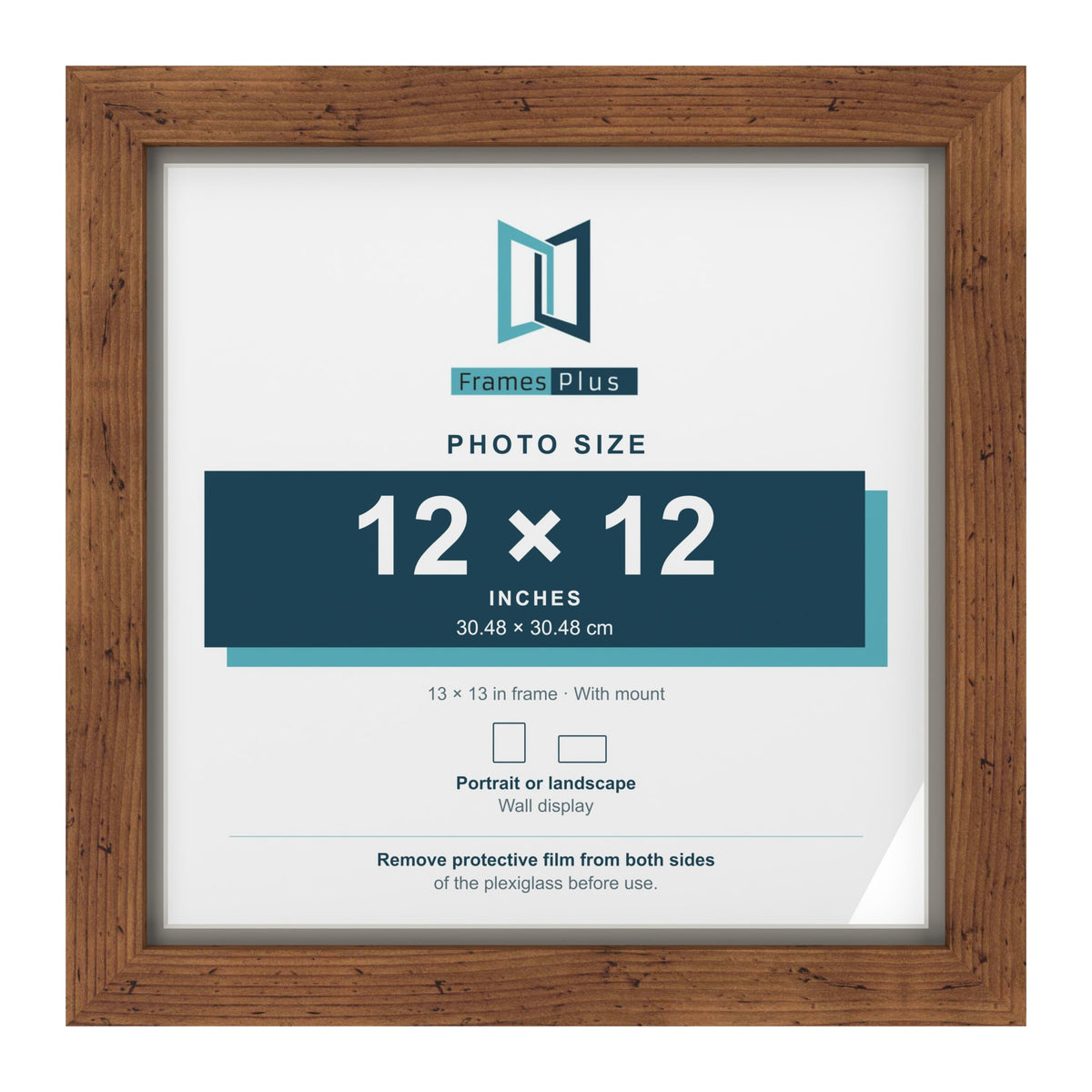 Rustic 13 x 13 inch picture frame with a Dawn Grey mount for a 12 x 12 inch photo