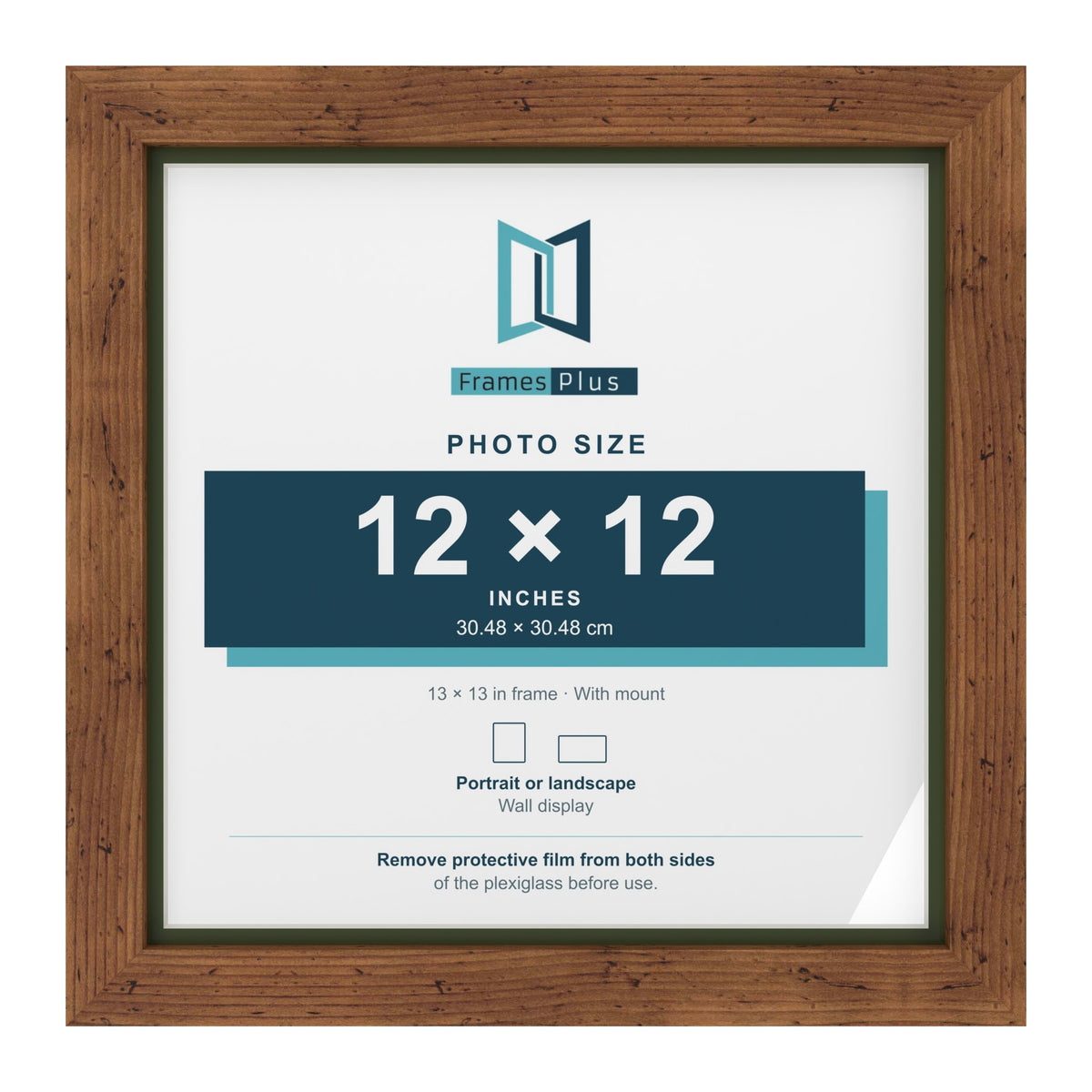 Rustic 13 x 13 inch picture frame with a green mount for a 12 x 12 inch photo