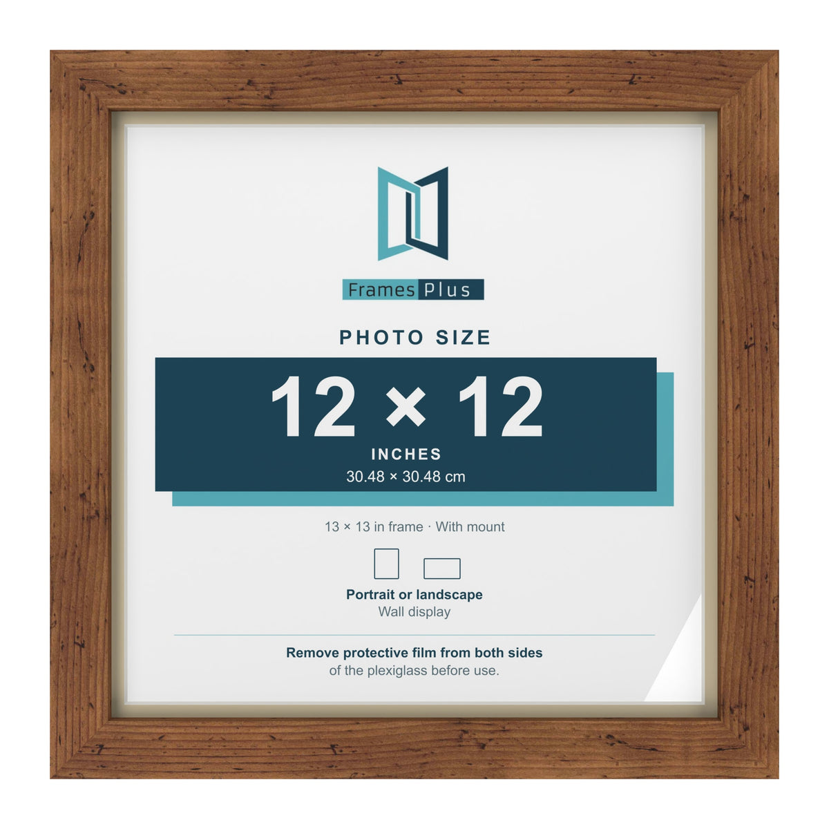 Rustic 13 x 13 inch picture frame with an ivory mount for a 12 x 12 inch photo