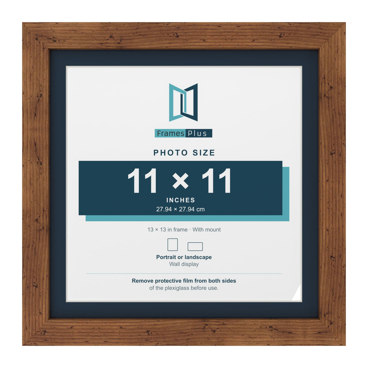 Rustic 13 x 13 inch picture frame with a Pacific Blue mount for an 11 x 11 inch photo