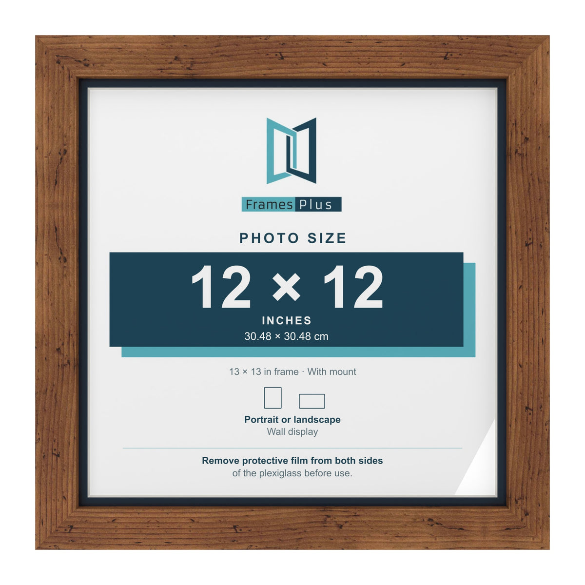 Rustic 13 x 13 inch picture frame with a Pacific Blue mount for a 12 x 12 inch photo