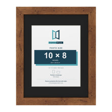 Rustic 14 x 11 inch picture frame with a black mount for a 10 x 8 inch photo