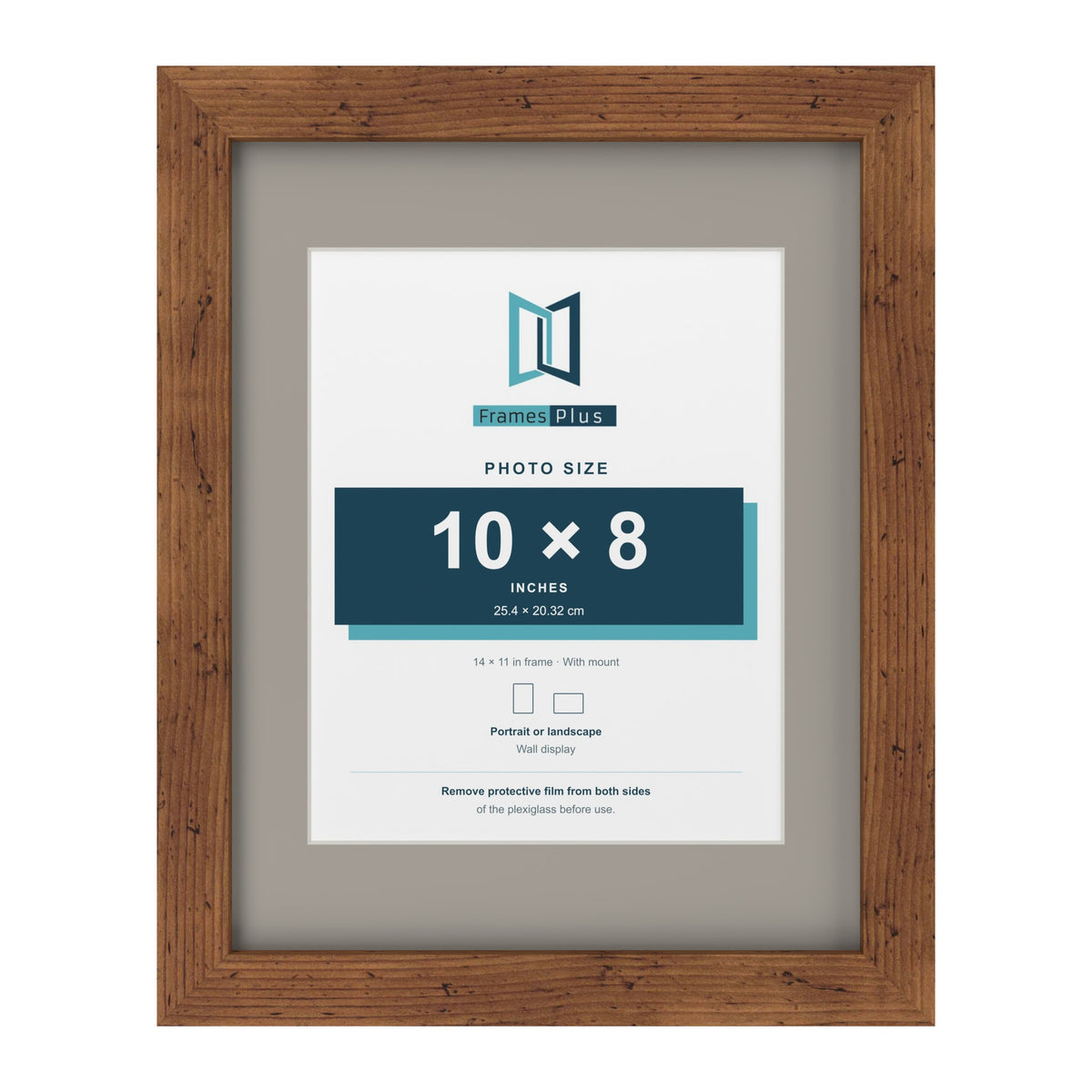 Rustic 14 x 11 inch picture frame with a Dawn Grey mount for a 10 x 8 inch photo