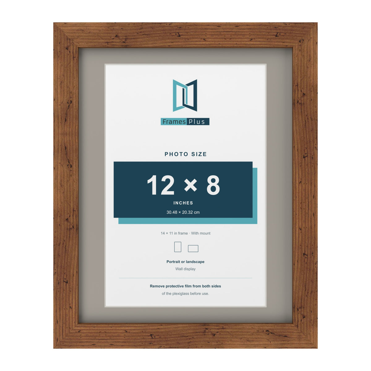 Rustic 14 x 11 inch picture frame with a Dawn Grey mount for a 12 x 8 inch photo