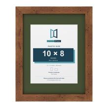 Rustic 14 x 11 inch picture frame with a green mount for a 10 x 8 inch photo