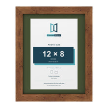 Rustic 14 x 11 inch picture frame with a green mount for a 12 x 8 inch photo
