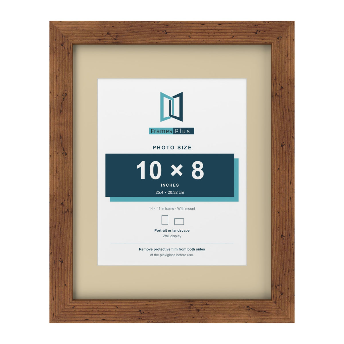 Rustic 14 x 11 inch picture frame with an ivory mount for a 10 x 8 inch photo