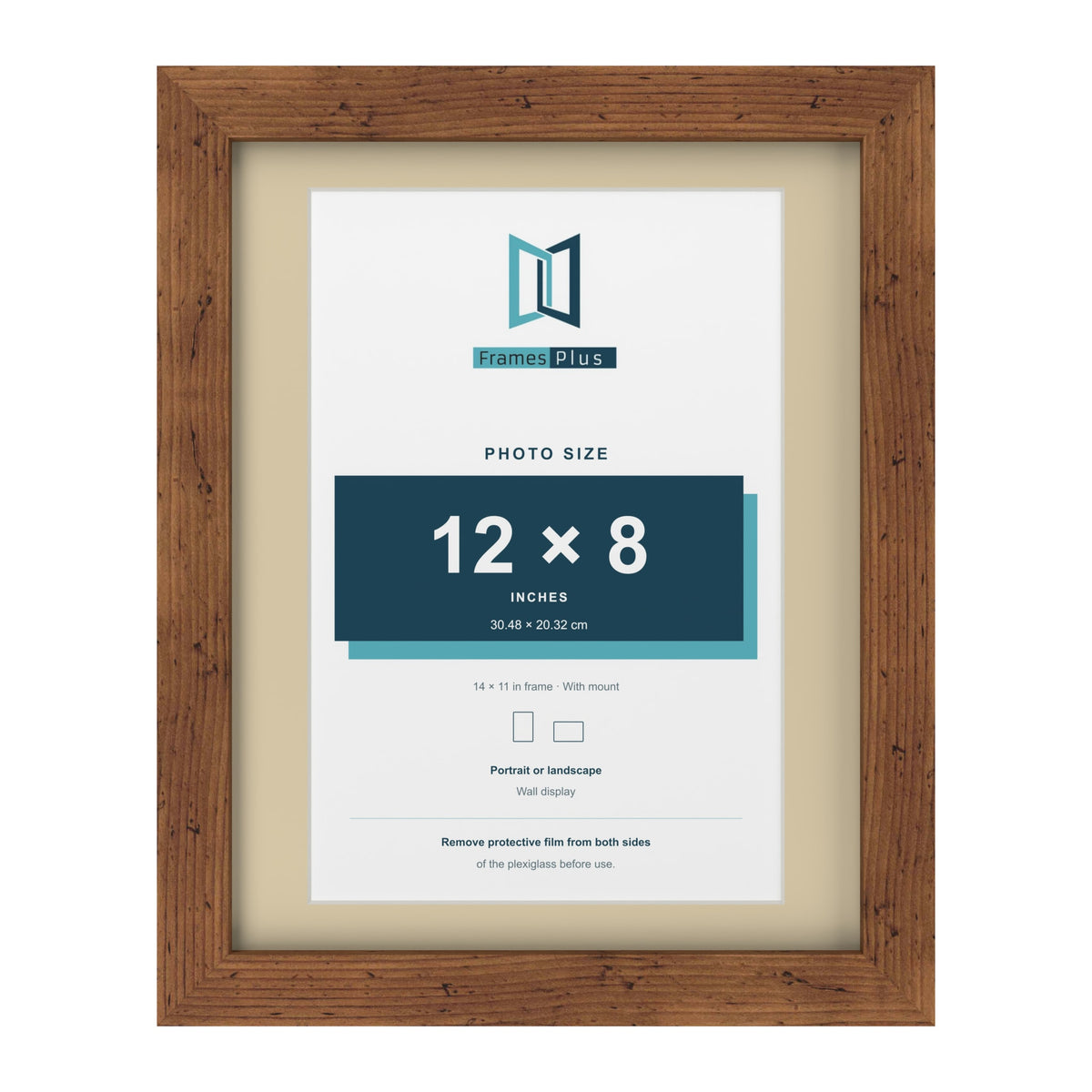 Rustic 14 x 11 inch picture frame with an ivory mount for a 12 x 8 inch photo