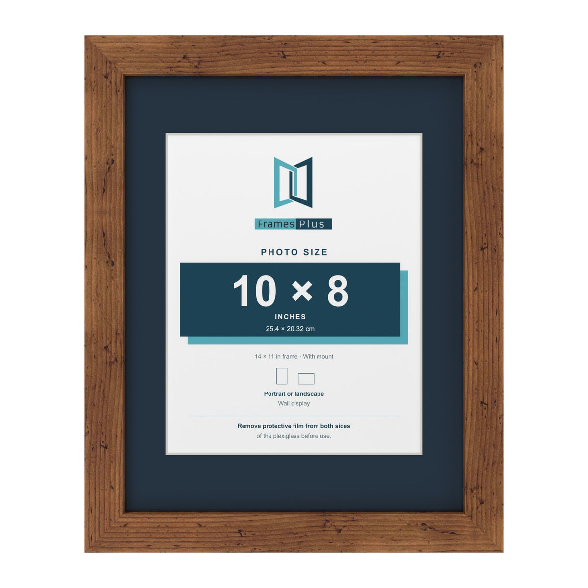 Rustic 14 x 11 inch picture frame with a Pacific Blue mount for a 10 x 8 inch photo