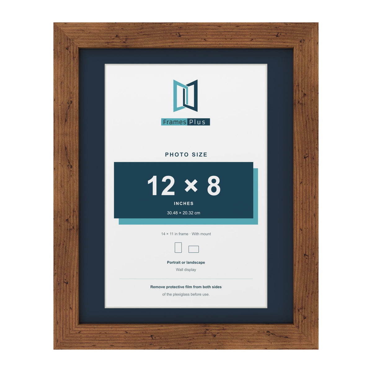 Rustic 14 x 11 inch picture frame with a Pacific Blue mount for a 12 x 8 inch photo