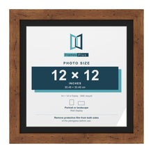 Rustic 14 x 14 inch picture frame with a black mount for a 12 x 12 inch photo
