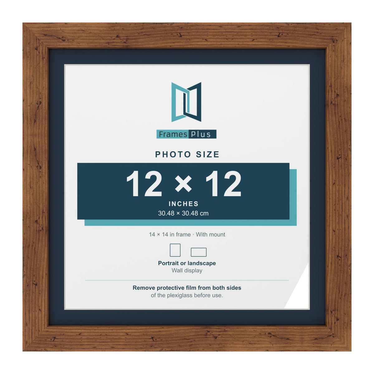 Rustic 14 x 14 inch picture frame with a Pacific Blue mount for a 12 x 12 inch photo