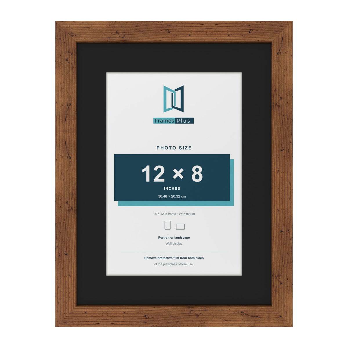 Rustic 16 x 12 inch picture frame with a black mount for a 12 x 8 inch photo