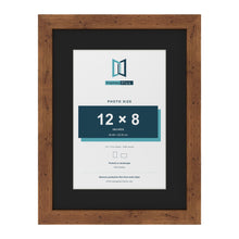 Rustic 16 x 12 inch picture frame with a black mount for a 12 x 8 inch photo