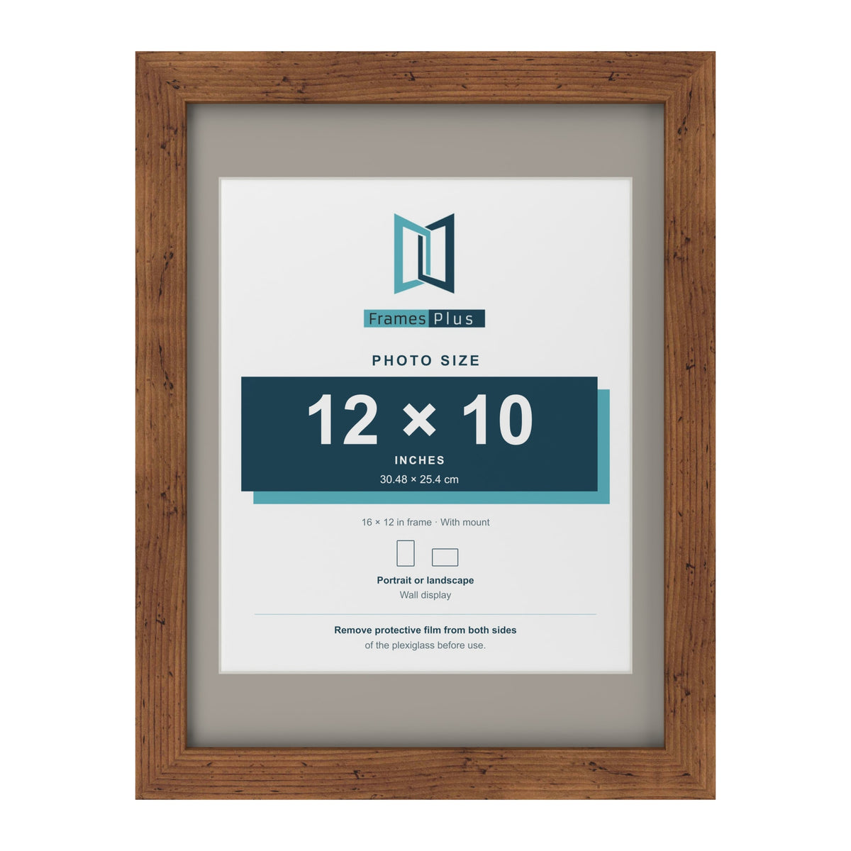 Rustic 16 x 12 inch picture frame with a Dawn Grey mount for a 12 x 10 inch photo