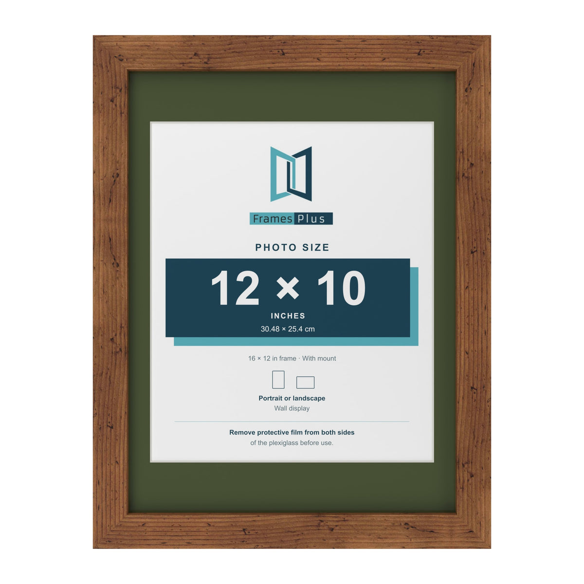 Rustic 16 x 12 inch picture frame with a green mount for a 12 x 10 inch photo