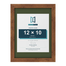 Rustic 16 x 12 inch picture frame with a green mount for a 12 x 10 inch photo