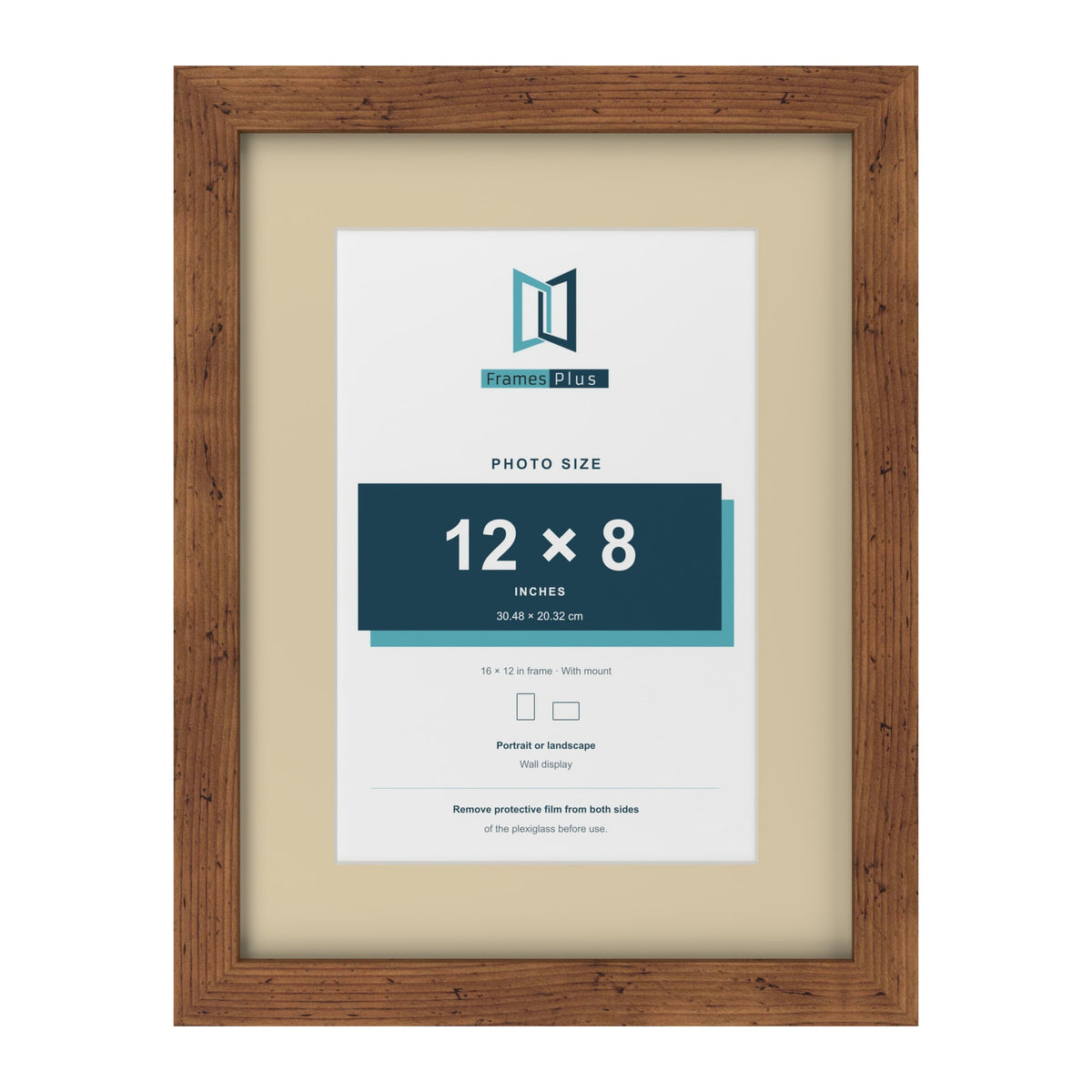 Rustic 16 x 12 inch picture frame with an ivory mount for a 12 x 8 inch photo