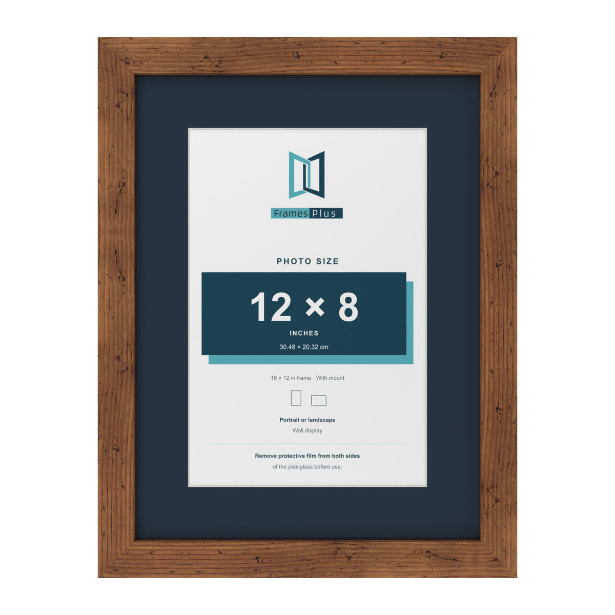Rustic 16 x 12 inch picture frame with a Pacific Blue mount for a 12 x 8 inch photo