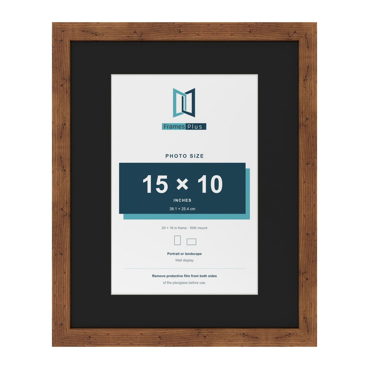 Rustic 20 x 16 inch picture frame with a black mount for a 15 x 10 inch photo