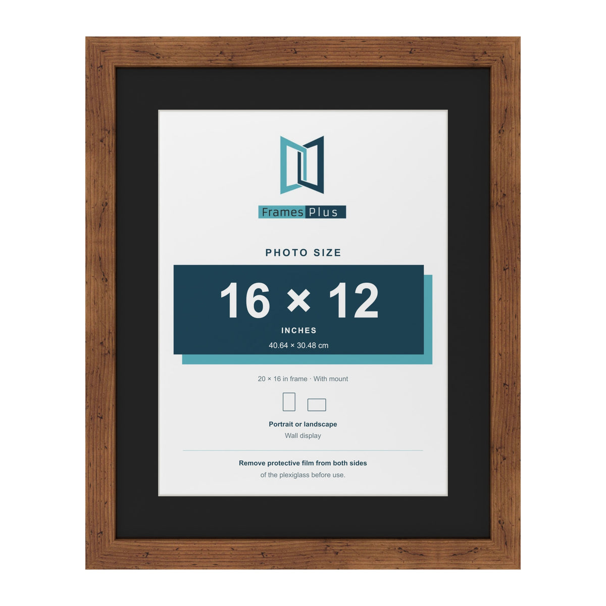 Rustic 20 x 16 inch picture frame with a black mount for a 16 x 12 inch photo