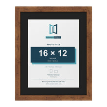 Rustic 20 x 16 inch picture frame with a black mount for a 16 x 12 inch photo