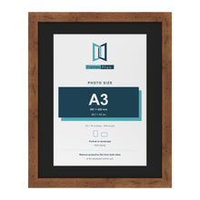 Rustic 20 x 16 inch picture frame with a black mount for an A3 photo