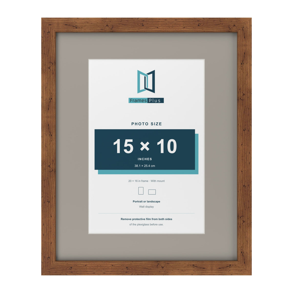 Rustic 20 x 16 inch picture frame with a Dawn Grey mount for a 15 x 10 inch photo